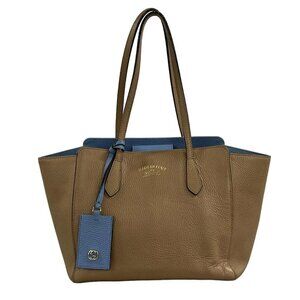 GUCCI Swing 354408 Beige Light Blue Leather - Tote Bag